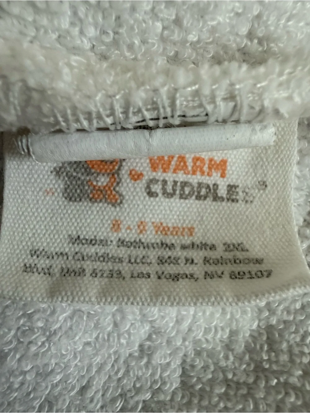 Plush White Hooded Bathrobe with Contrast Trim kids 8-9yrs
